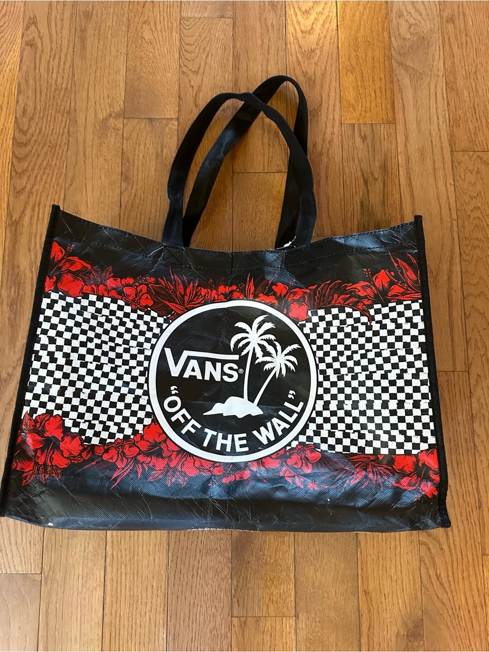 Vans Off The Wall Reusable Large Classic Black/Red/White Logo Shopping Tote Bag